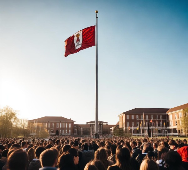 商贸学院升旗仪式即将举行